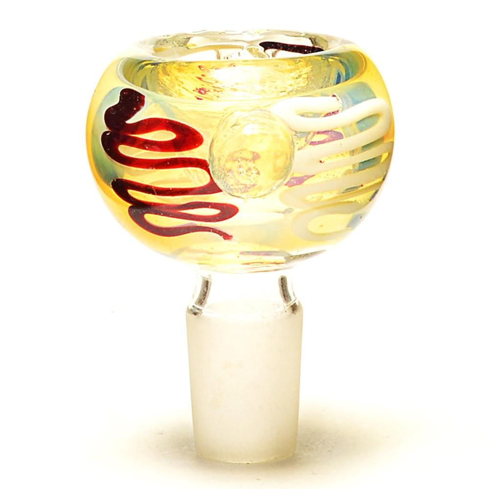 Ribboned & Swirls Gold Fumed Double Knocker Bowl | Glass - 14mm Male - Assorted - 5