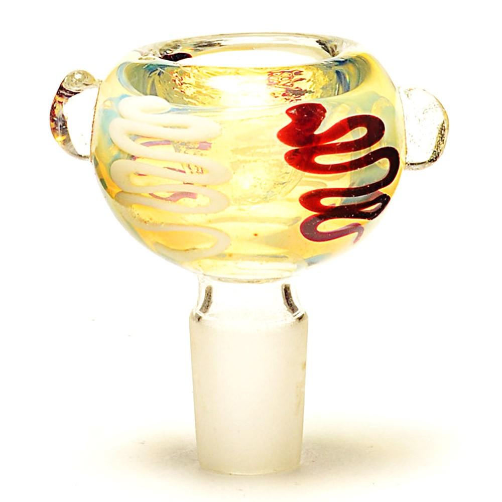 Ribboned & Swirls Gold Fumed Double Knocker Bowl | Glass - 14mm Male - Assorted - 6