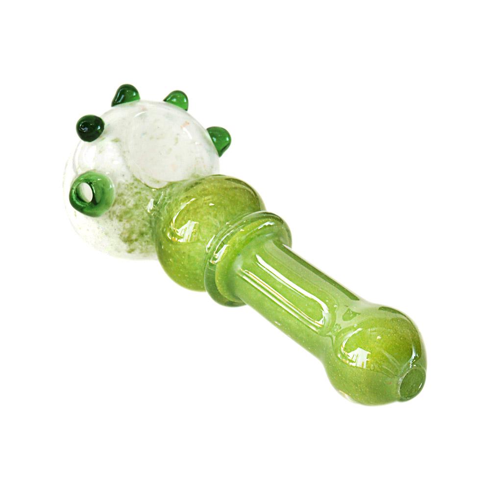 Frit Ringed Bulged Spoon Hand Pipe w/ Multi Knockers | 4.5in Long - Glass - Assorted - 9