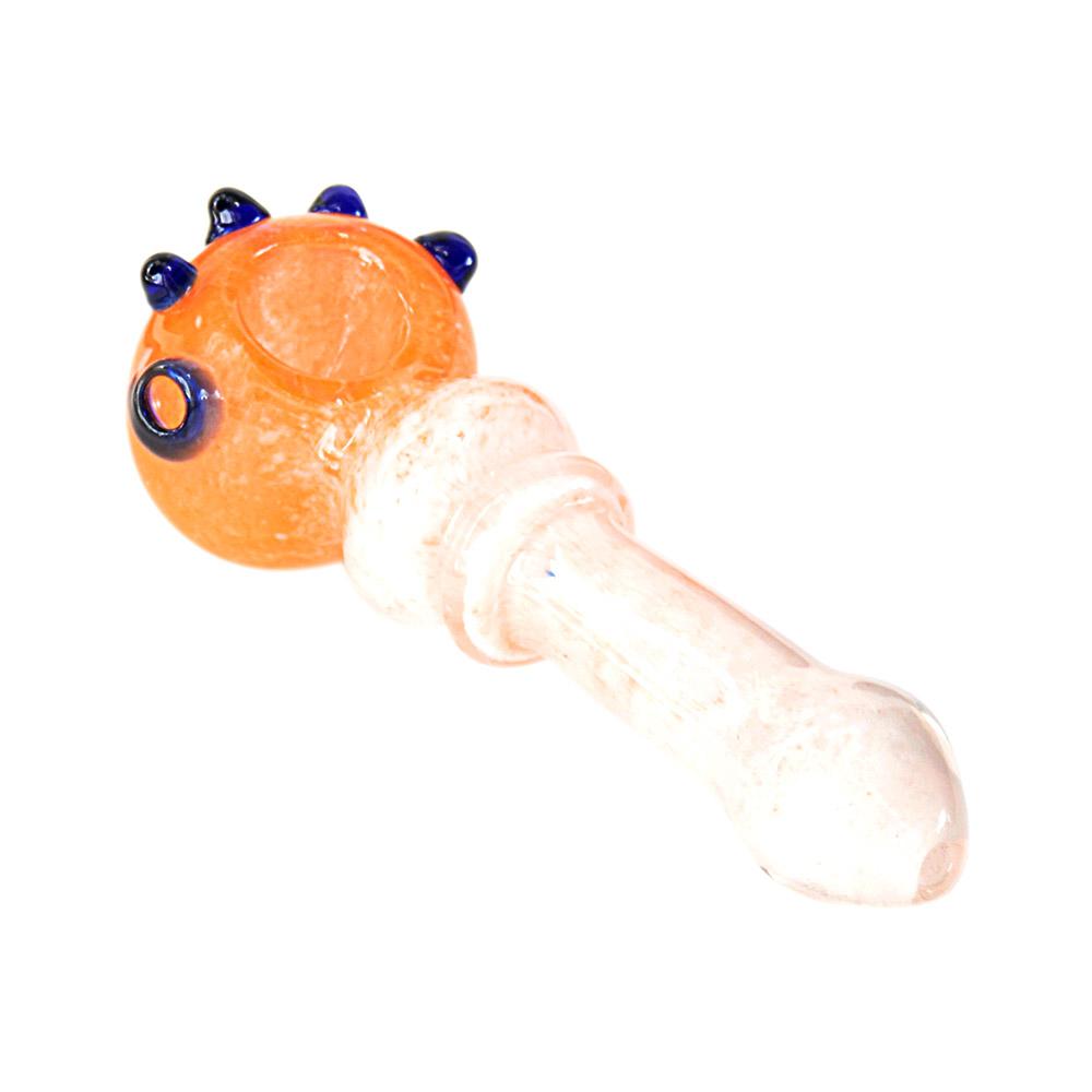 Frit Ringed Bulged Spoon Hand Pipe w/ Multi Knockers | 4.5in Long - Glass - Assorted - 8