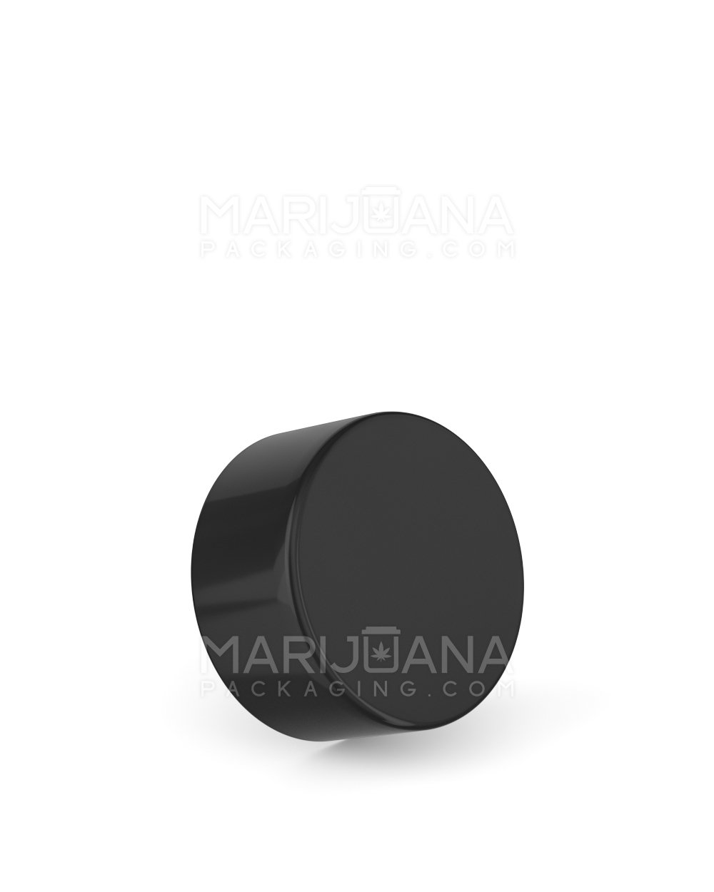 Child Resistant Smooth Push Down & Turn Plastic Caps w/ Foil Liner | 28mm - Glossy Black | Sample - 1