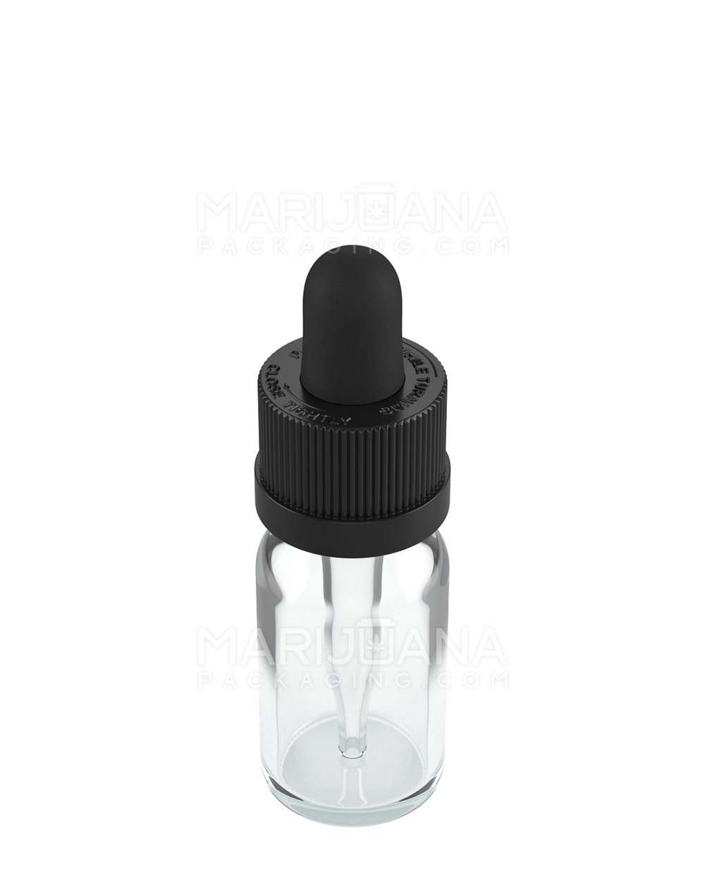 Child Resistant | Glass Tincture Bottles w/ Black Ribbed Dropper Cap | 10mL - Clear - 120 Count - 3