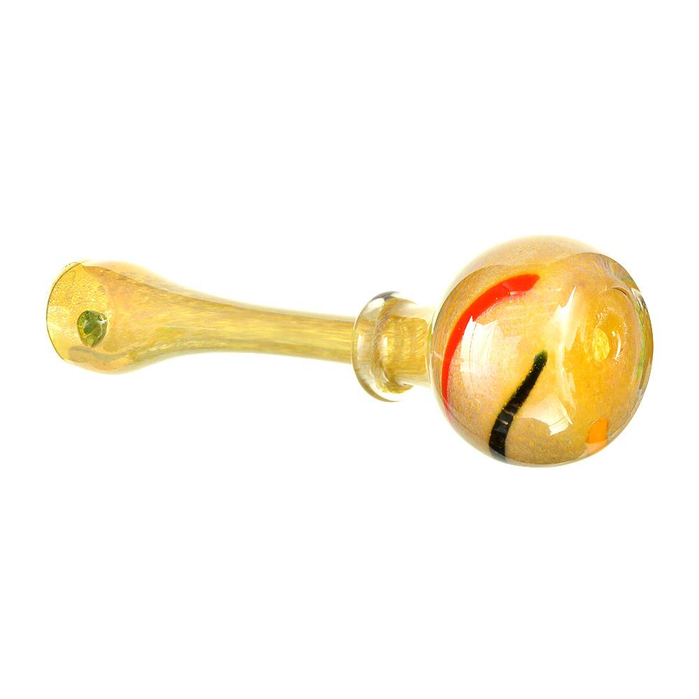 Frit & Gold Fumed Ringed Chillum Hand Pipe w/ Stripes | 5in Long - Glass - Assorted - 3