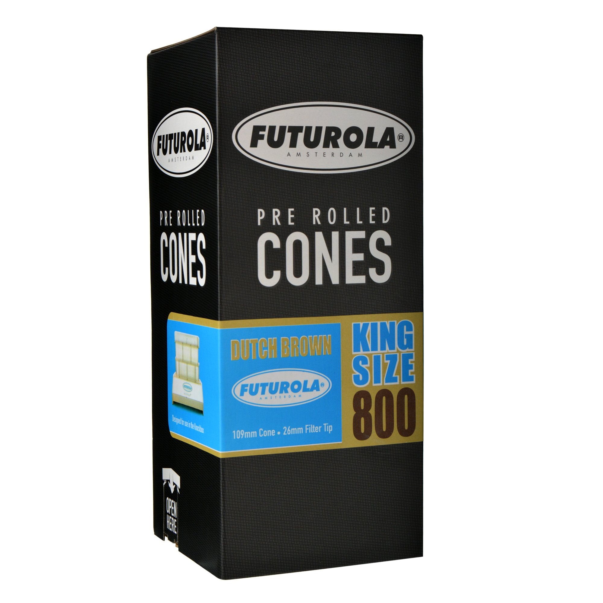 FUTUROLA | King Size Pre-Rolled Cones | 109mm - Dutch Brown Paper - 800 Count - 1