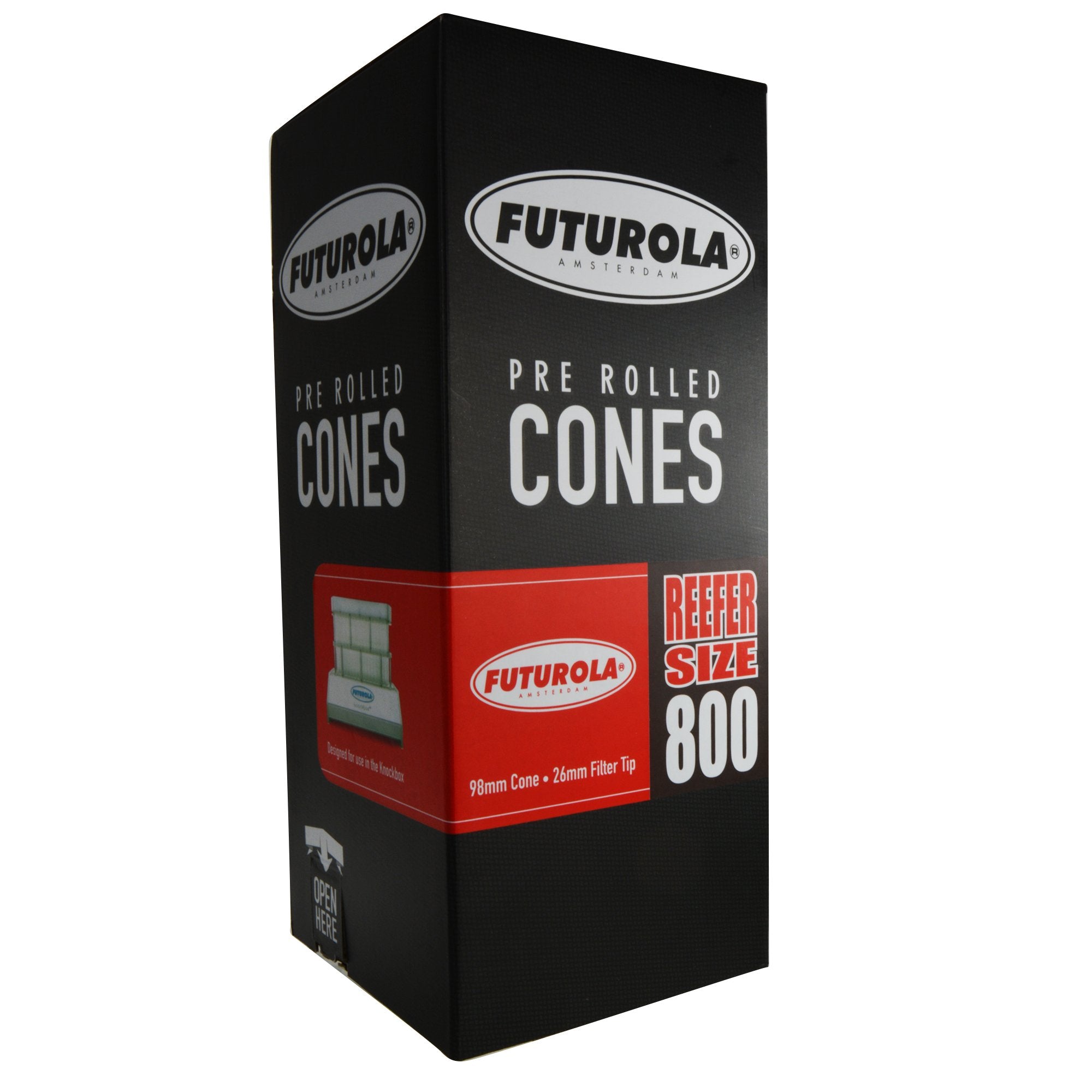 FUTUROLA | Reefer Size Pre-Rolled Cones | 98mm - Classic White Paper - 800 Count - 1