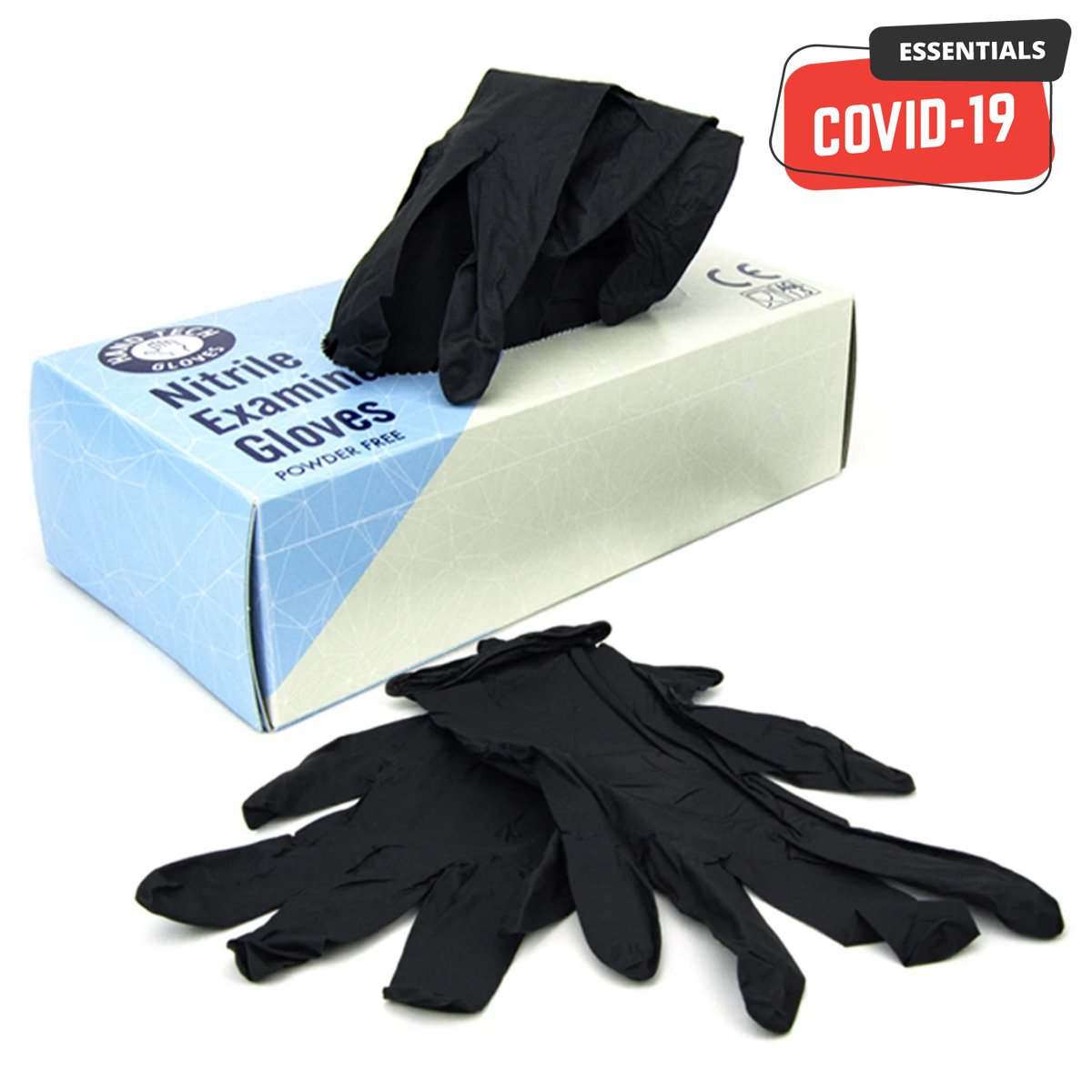 HAND TECH | Powder-Free Disposable Gloves | Black - Nitrile - 100 Count - 1