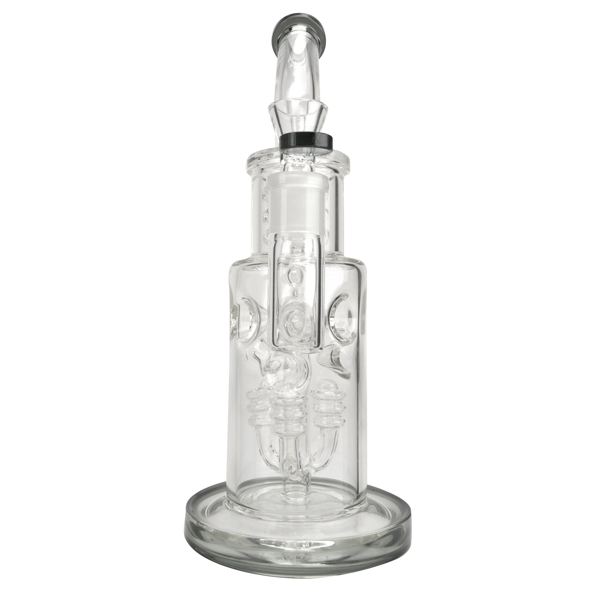 Inverted Percolator Water Pipe | 12in - Black Glass - 18mm - 3