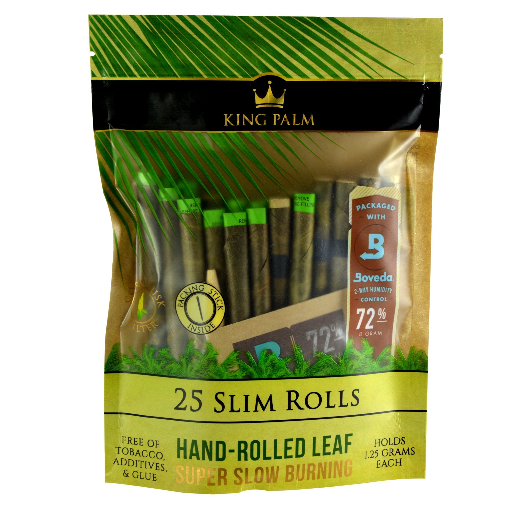 KING PALM | 'Retail Display' Slim Rolled Blunt Wrap Packs | 104mm - Natural Leaf - 8 Count - 2