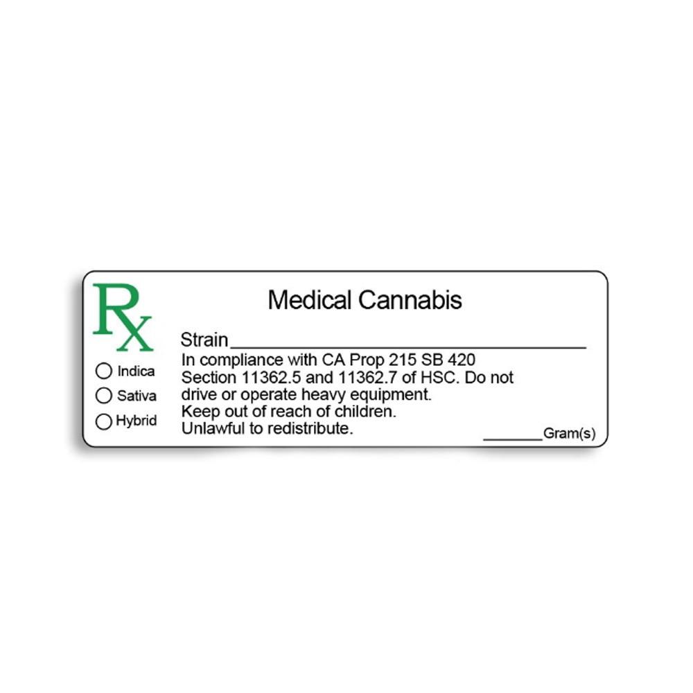 California Compliant Medical Marijuana Labels | 3in x 1in - Rectangle - 1000 Count - 1