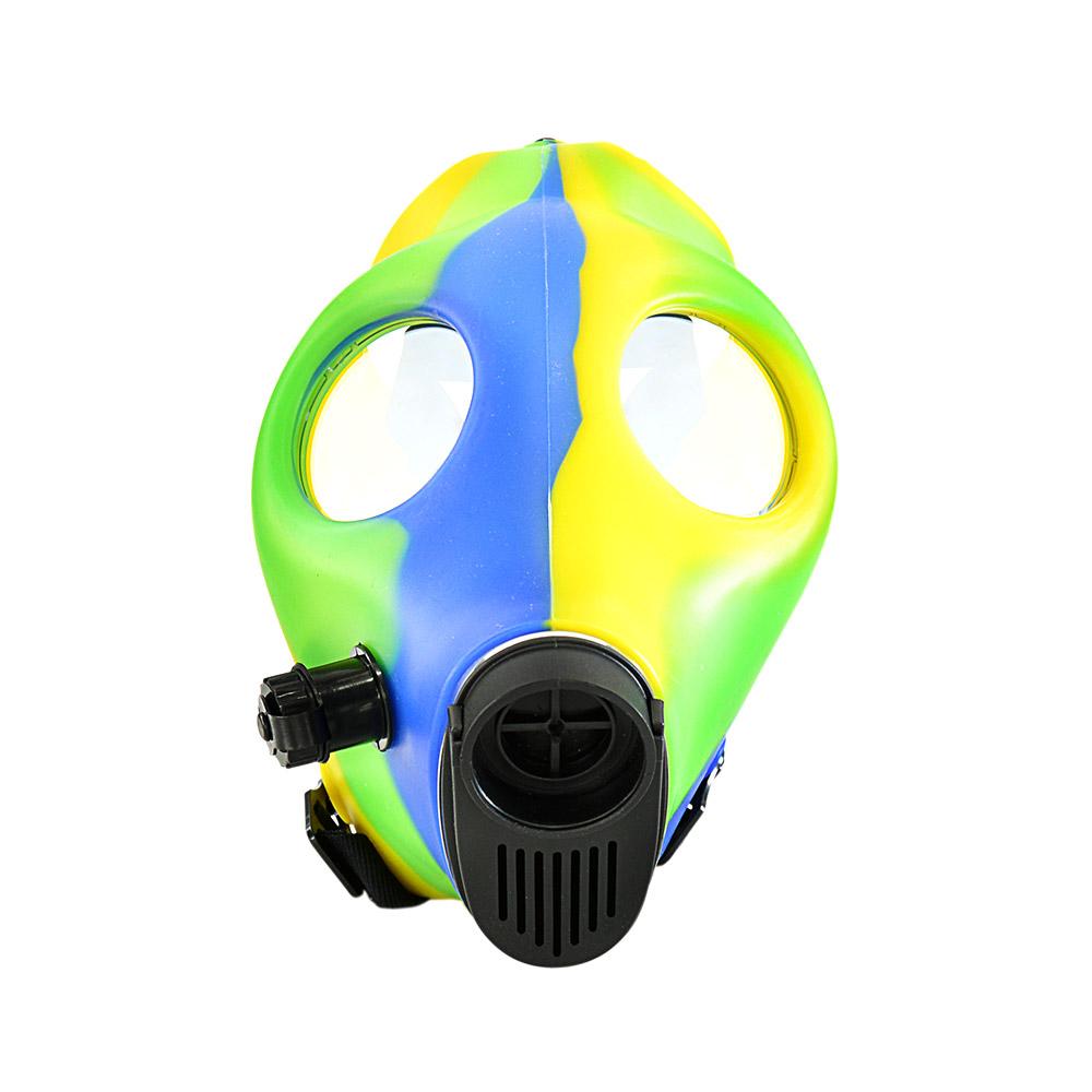 Gas Mask Acrylic Water Pipe | 8.5in Tall - Grommet Bowl - Mixed - 7