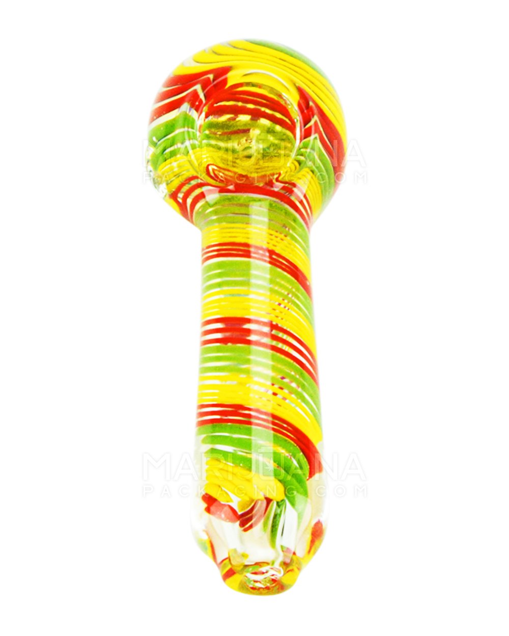 Spiral Spoon Hand Pipe | 4.5in Long - Glass - Rasta - 1