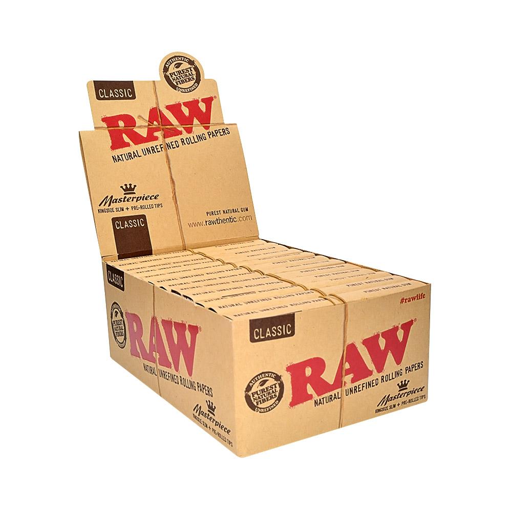 RAW | 'Retail Display' King Size Slim Masterpiece + Pre-Rolled Tips | 110mm - Classic - 24 Count - 1