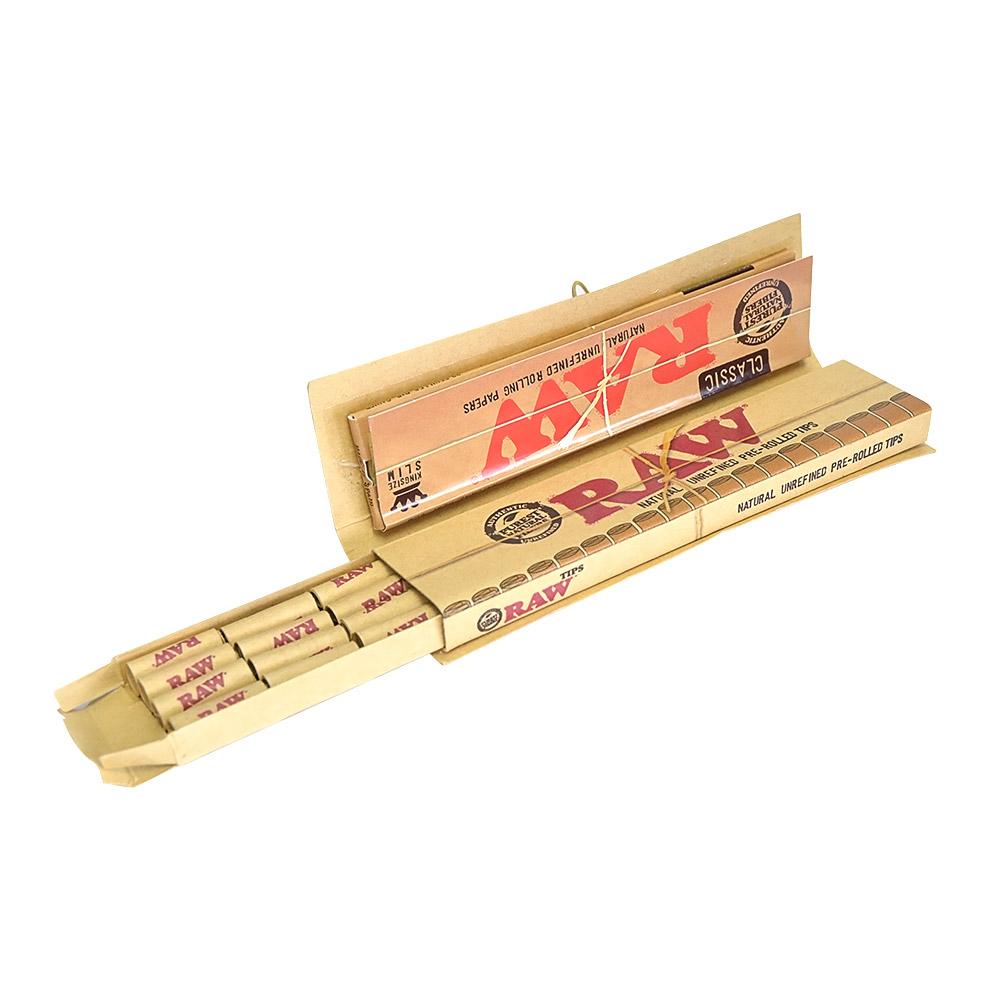 RAW | 'Retail Display' King Size Slim Masterpiece + Pre-Rolled Tips | 110mm - Classic - 24 Count - 6