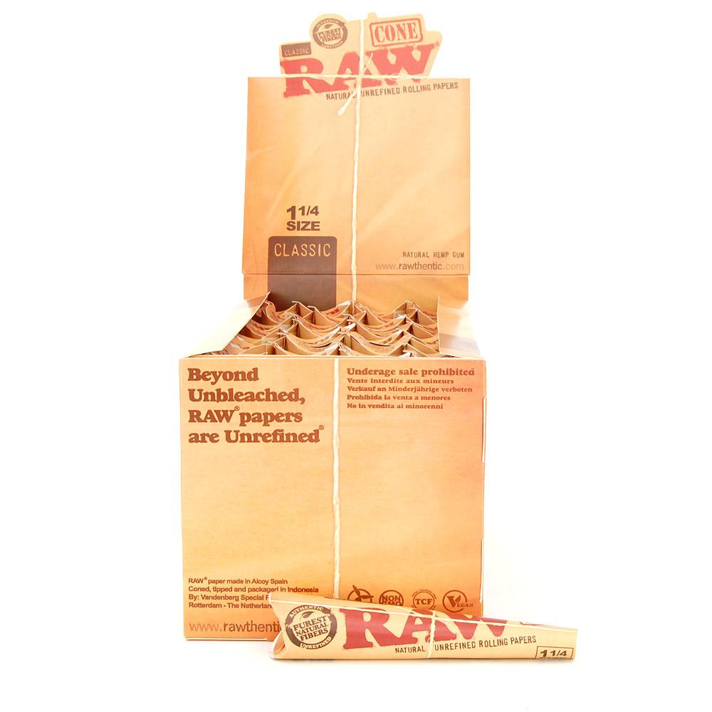 RAW | 'Retail Display' Classic 1 1/4 Size Pre-Rolled Cones | 83mm - Hemp Paper - 192 Count - 1