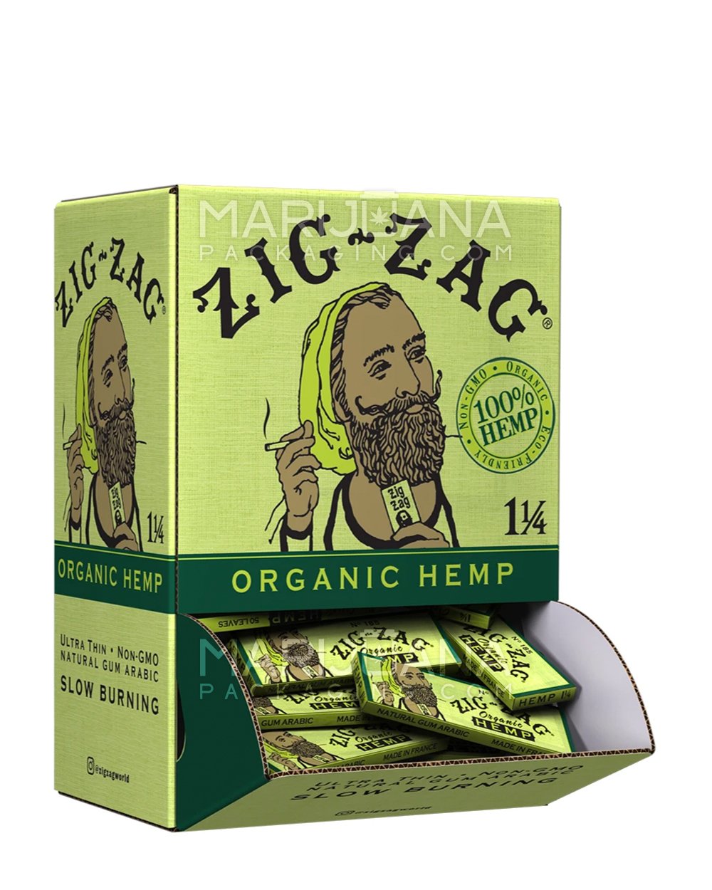 ZIG ZAG | 'Retail Display' Organic Hemp 1 1/4 Size Rolling Papers | 78mm - Hemp Paper - 48 Count - 1