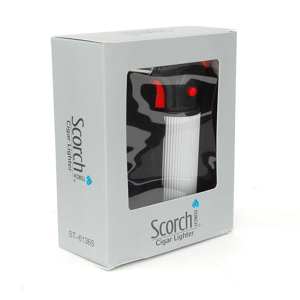SCORCH TORCH | Large Metal Cigar Lighter | 8in Tall - Butane - White & Red - 4