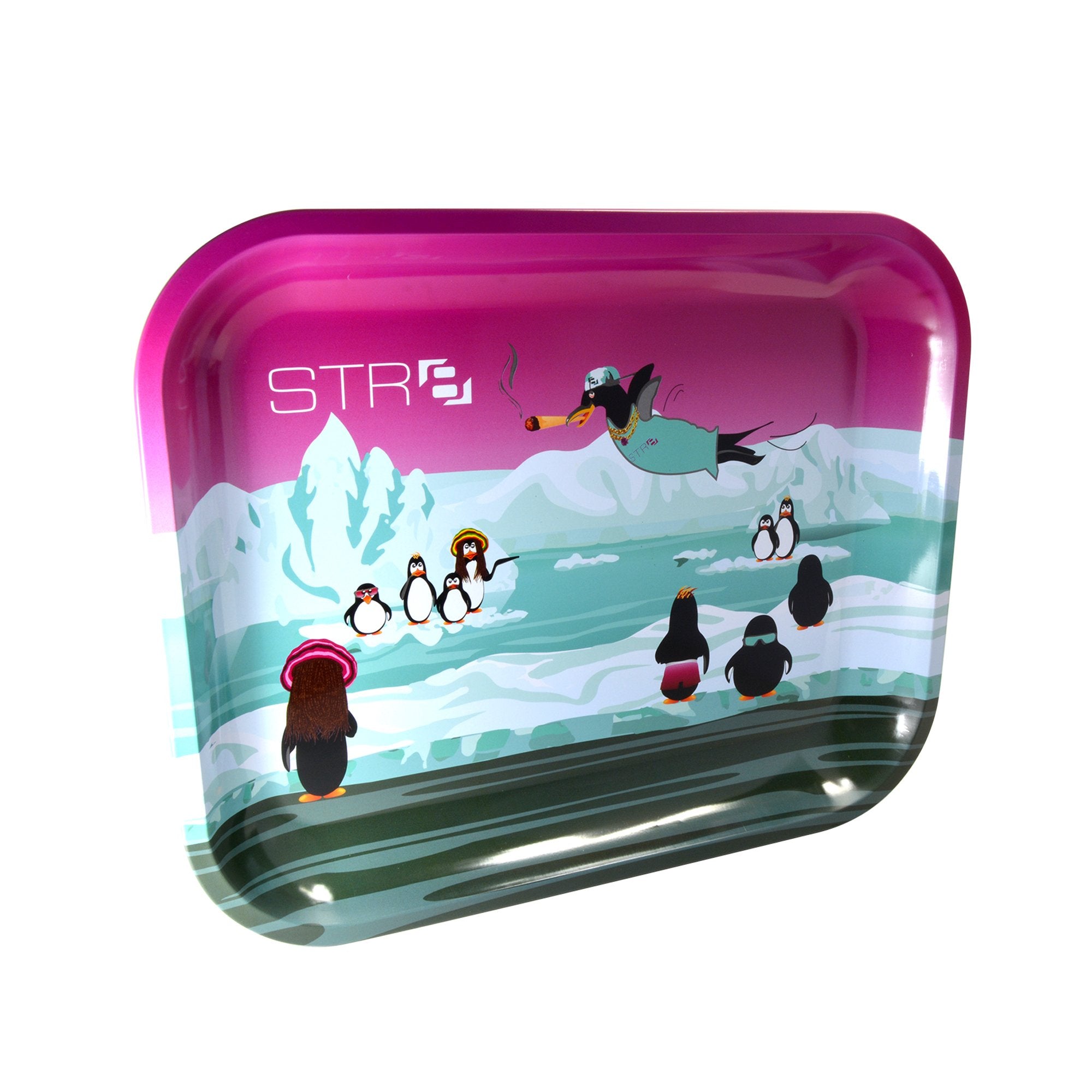 STR8 | Stoney Penguins Rolling Tray | 14.6in x 11.8in - Large - Metal - 2