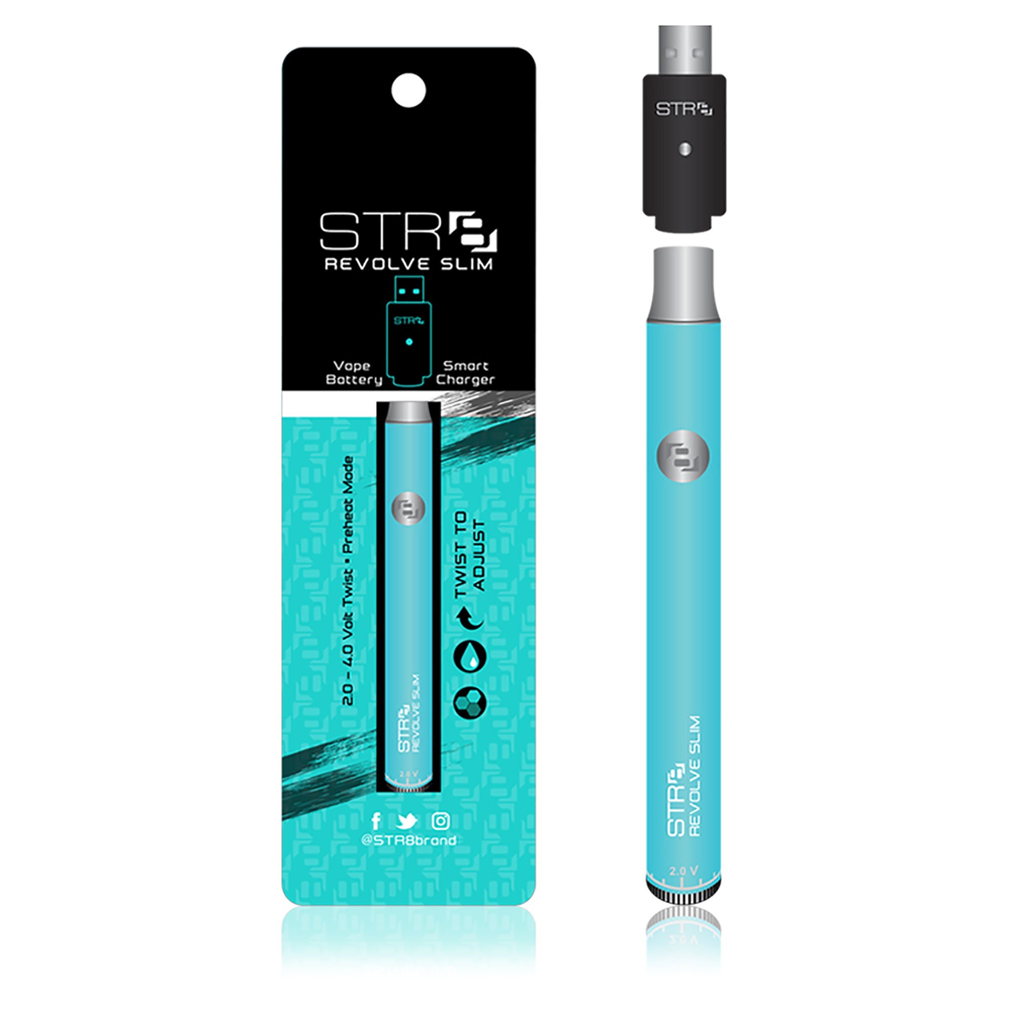 STR8 | Slim Revolve Battery w/ Charger | 320mAh - Teal - 5 Count - 1