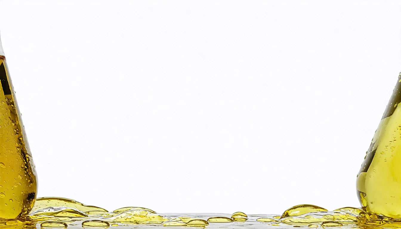 Two glasses filled with golden liquid, bubbles visible, against a plain white background