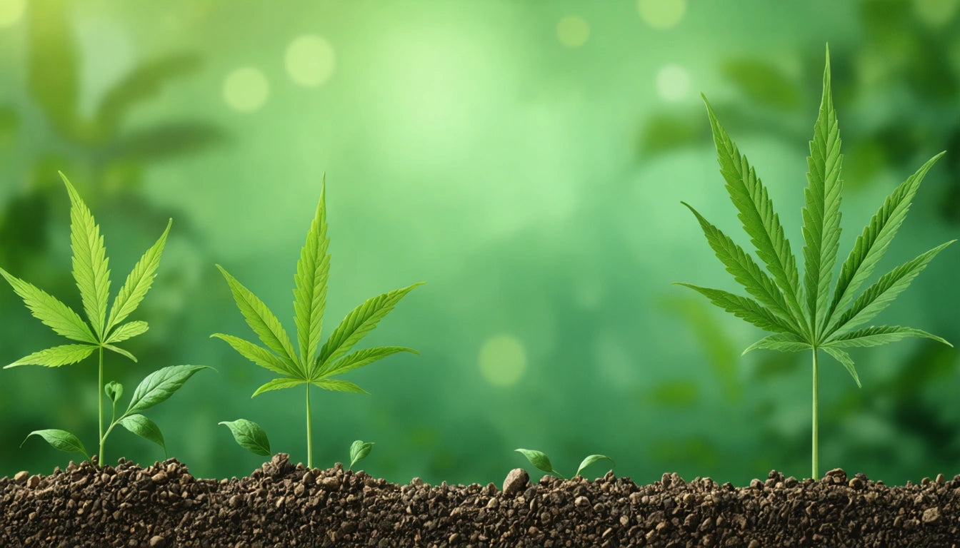 Green plants sprouting from soil against a blurred green background with bokeh lights