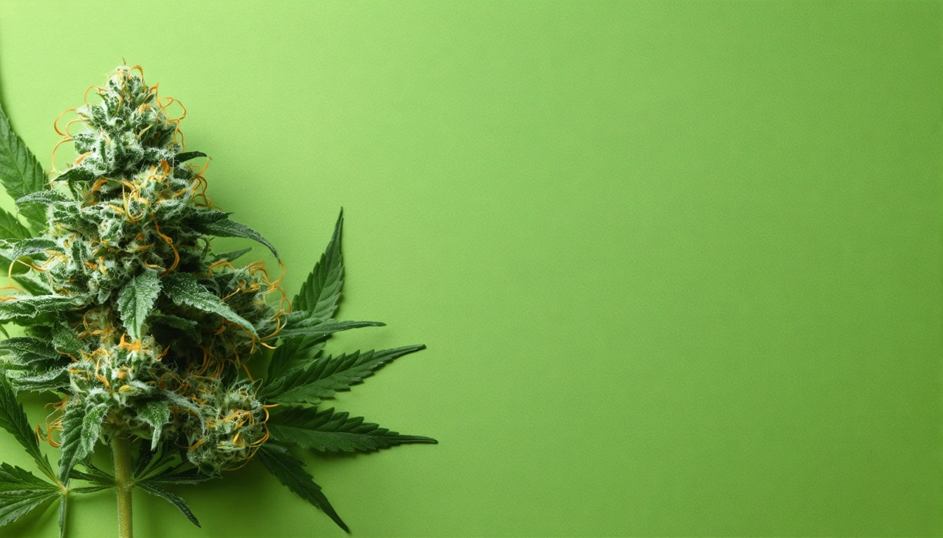 Dense green plant with pointed leaves and orange hairs against a solid light green background