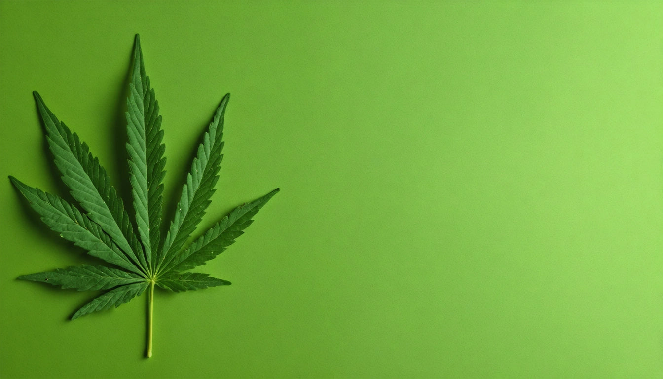 Green leaf with serrated edges on a solid light green background