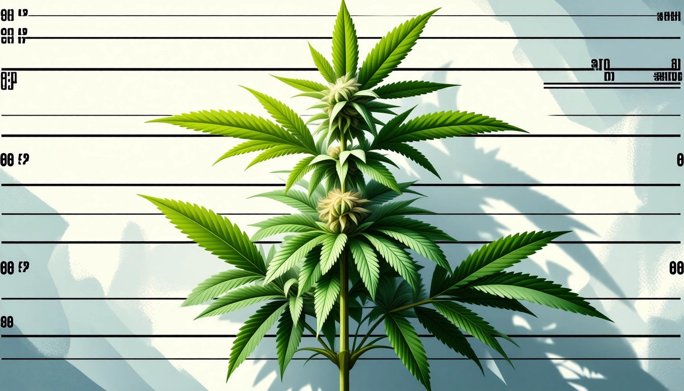 Green plant with pointed leaves against a white background with black horizontal lines