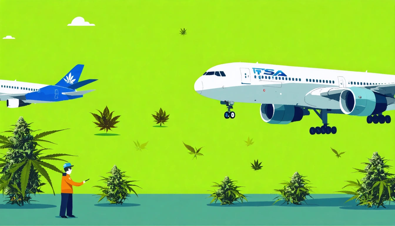 Two airplanes flying over a field with large green plants, a person in a blue outfit standing below, bright green sky