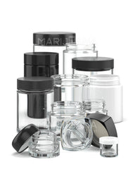 15 Pack Square Glass Jar with Black Airtight Lids - Clear