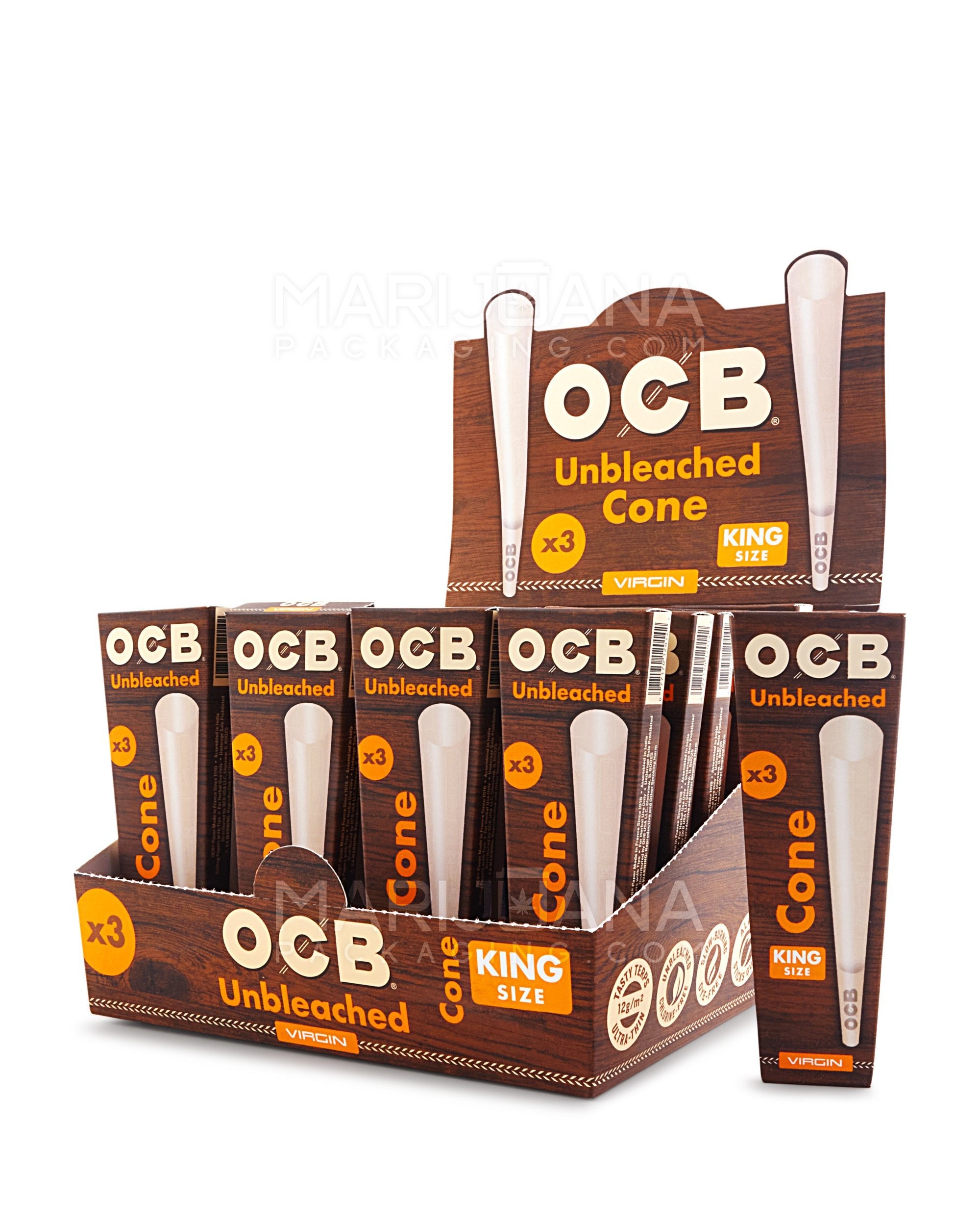 OCB | 'Retail Display' King Size Thin Pre-Rolled Cones | 109mm - Unbleached Paper - 32 Count - 1