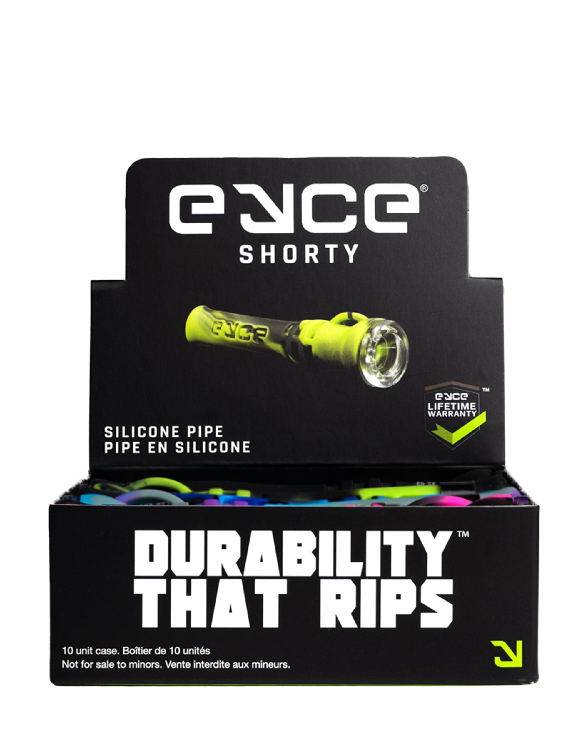 Eyce | 'Retail Display' Platinum-Cured Silicone Cover Shorty Chillum Hand Pipes | 3.5in Long - Assorted - 10 Count - 4