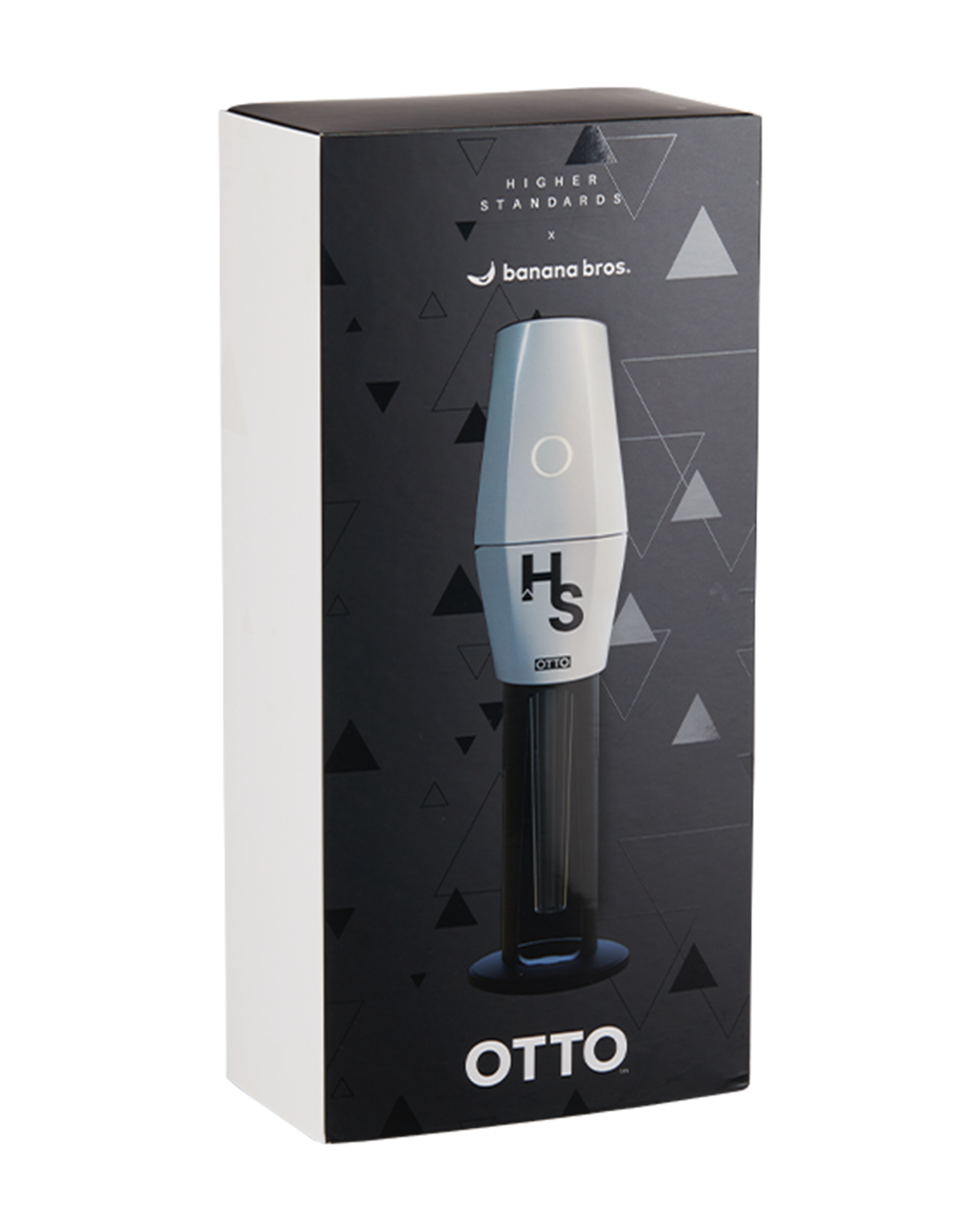 Higher Standards | Banana Bros. Otto Plastic Automatic Electric Grinder | 11.5in Tall - Button Activated - White
