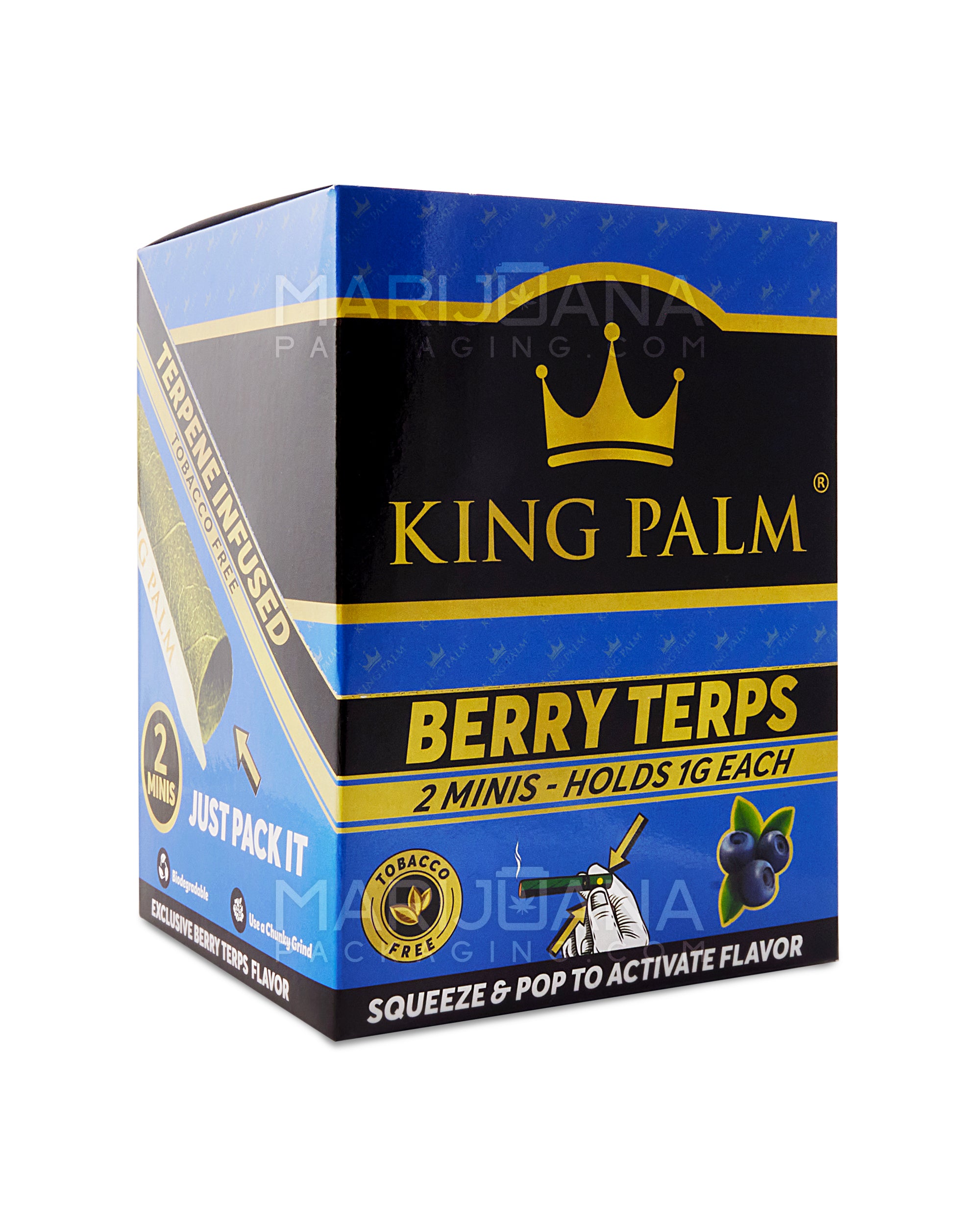 KING PALM | 'Retail Display' Natural Leaf Mini Rolls Blunt Wraps | 85mm - Berry Terps - 20 Count
