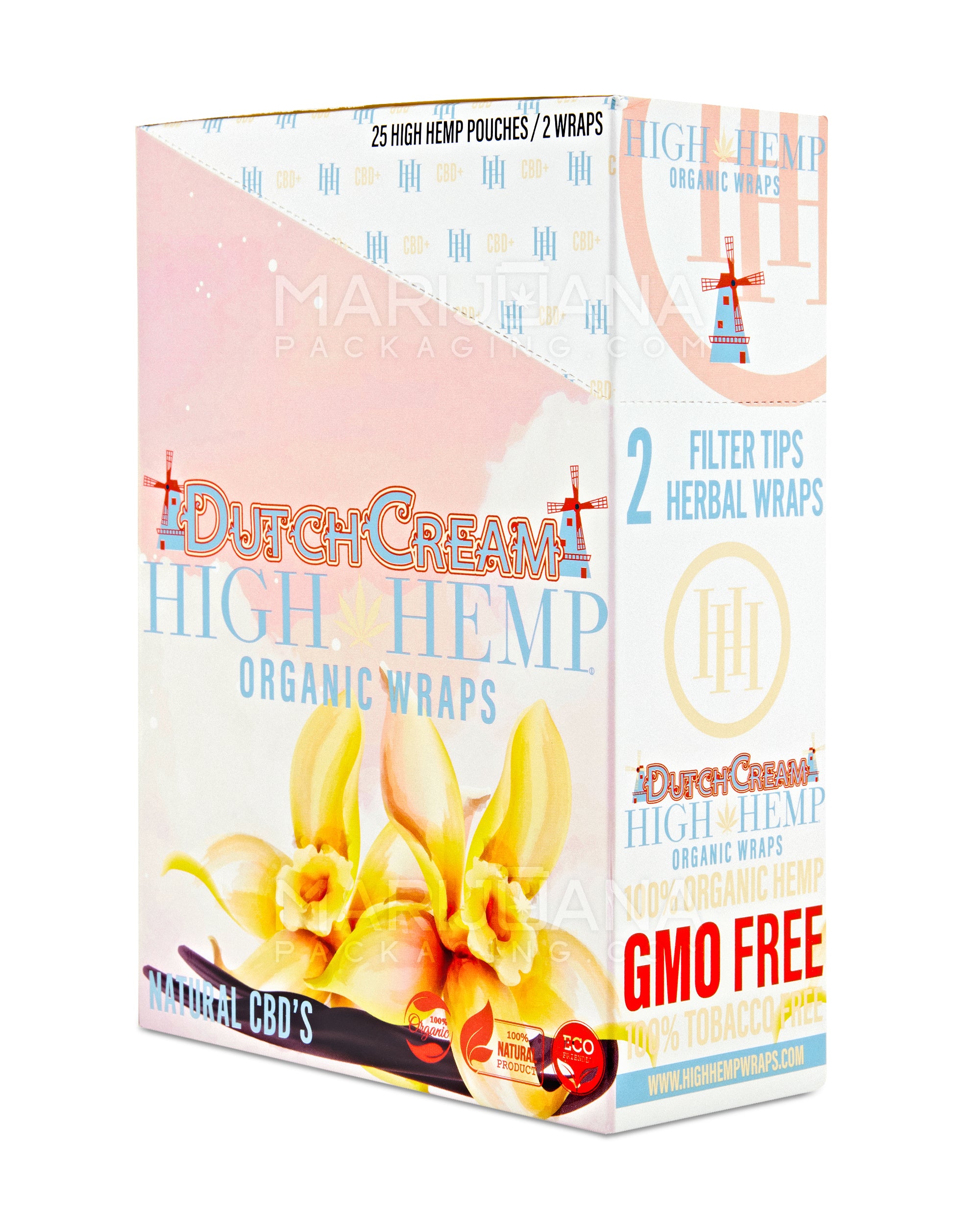 HIGH HEMP | 'Retail Display' Organic Hemp Blunt Wraps | 100mm - Dutch Cream - 25 Count
