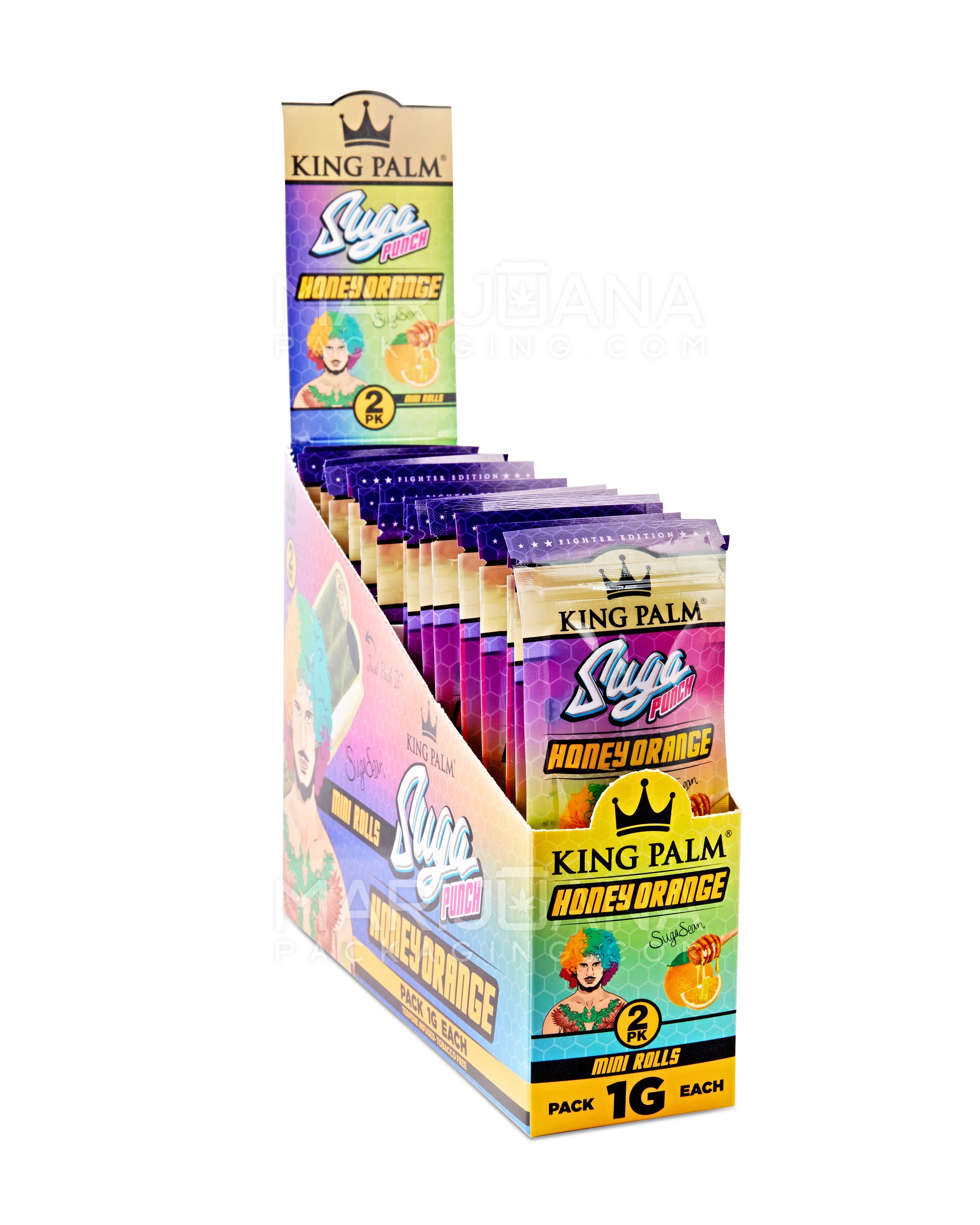 KING PALM | 'Retail Display' Mini Green Natural Leaf Blunt Wraps | 84mm - Suga Punch - 20 Count