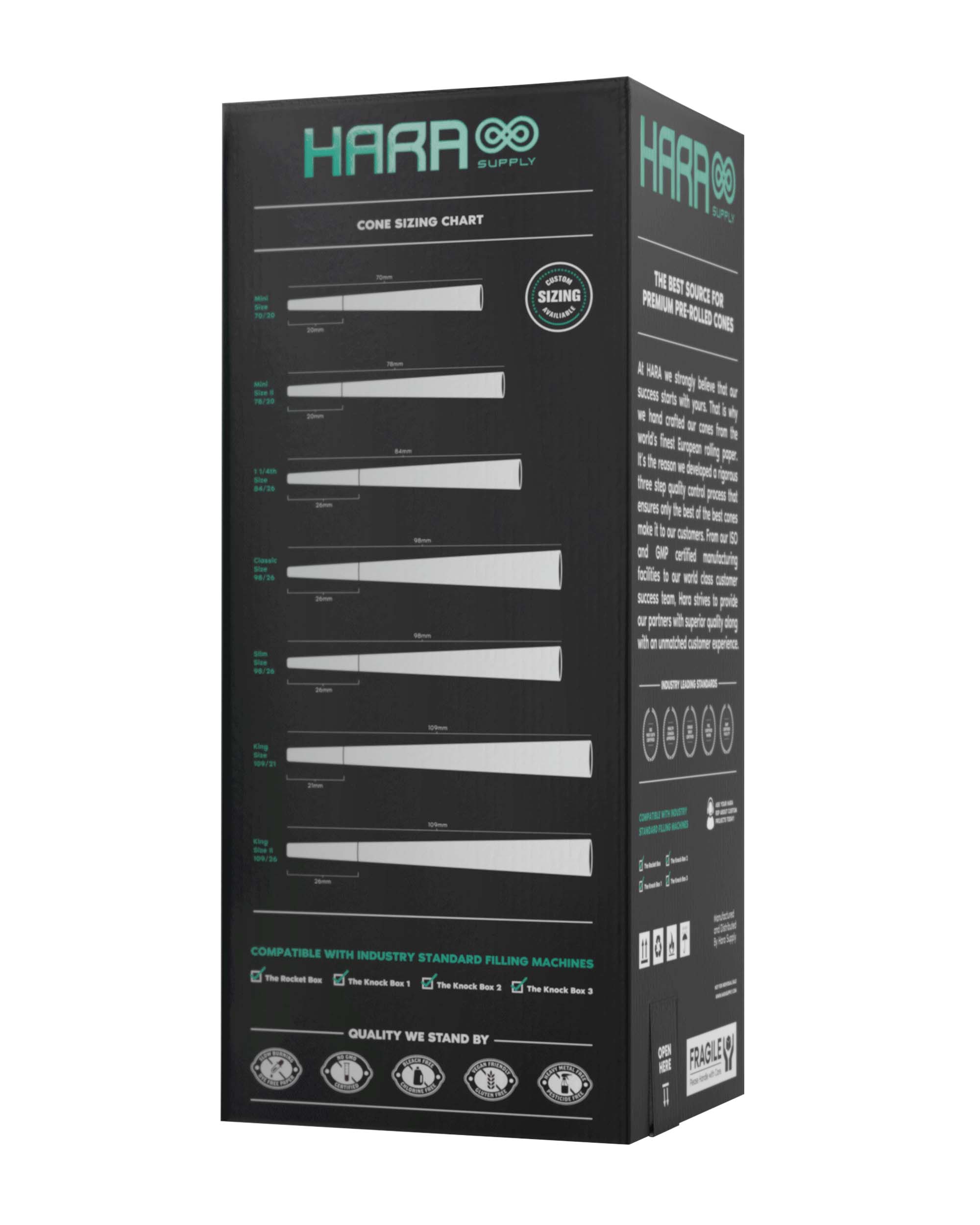 Hara Supply | Mini Size Unbleached Pre-Rolled Cones w/ Filter Tip | 70mm - Brown Paper - 1100 Count