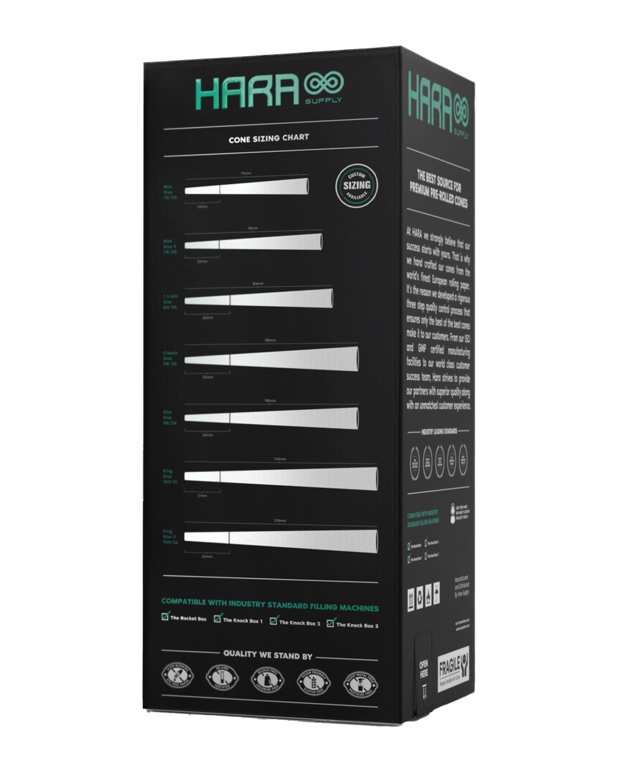Hara Supply | 1 1/4 Size Pre-Rolled Cones w/ Filter Tip | 84mm - Organic Hemp - 900 Count