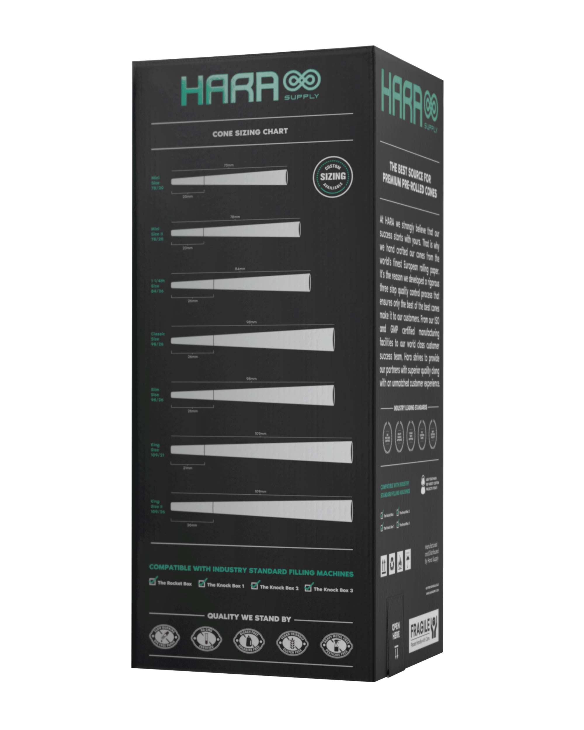 Hara Supply | Classic Size Unbleached Pre-Rolled Cones w/ Filter Tip | 98mm - Brown Paper - 800 Count