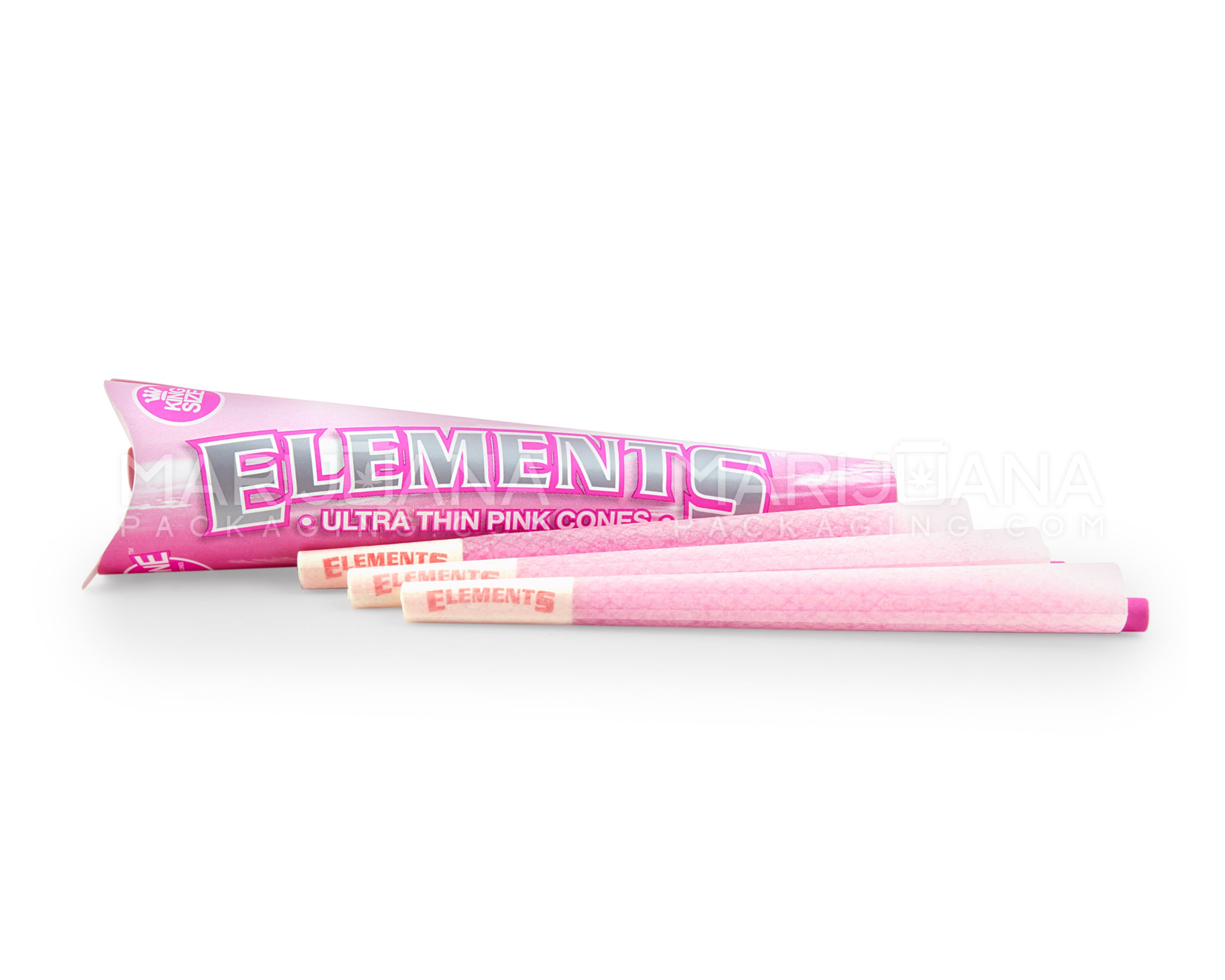 ELEMENTS | 'Retail Display' King Size Ultra Thin Pre-Rolled Cones | 109mm - Pink Rice Paper - 32 Count - 4