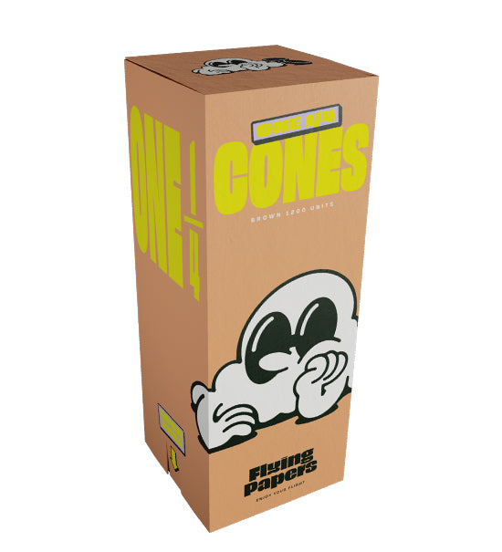 FLYING PAPERS | Classic 1 1/4 Size Pre-Rolled Cones | 84mm - Organic Brown Paper - 1200 Count