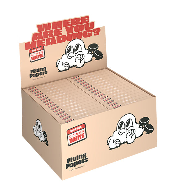 FLYING PAPERS | 'Retail Display' Pre-Rolled Cones | 109mm - Organic White Paper - 60 Count