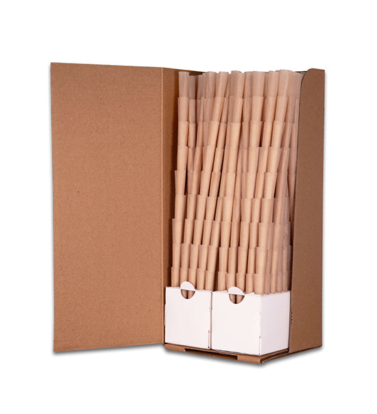 CUSTOM CONES | 1 1/4 Size Pre-Rolled Cones w/ Filter Tip | 84mm - Unbleached Brown Paper - 900 Count