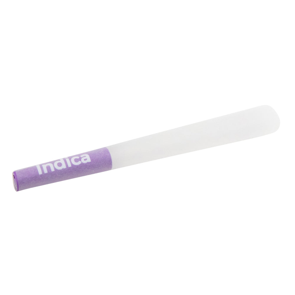 1 1/4 Size Pre-Rolled Cones w/ Purple 'Indica' Text Filter Tip - side