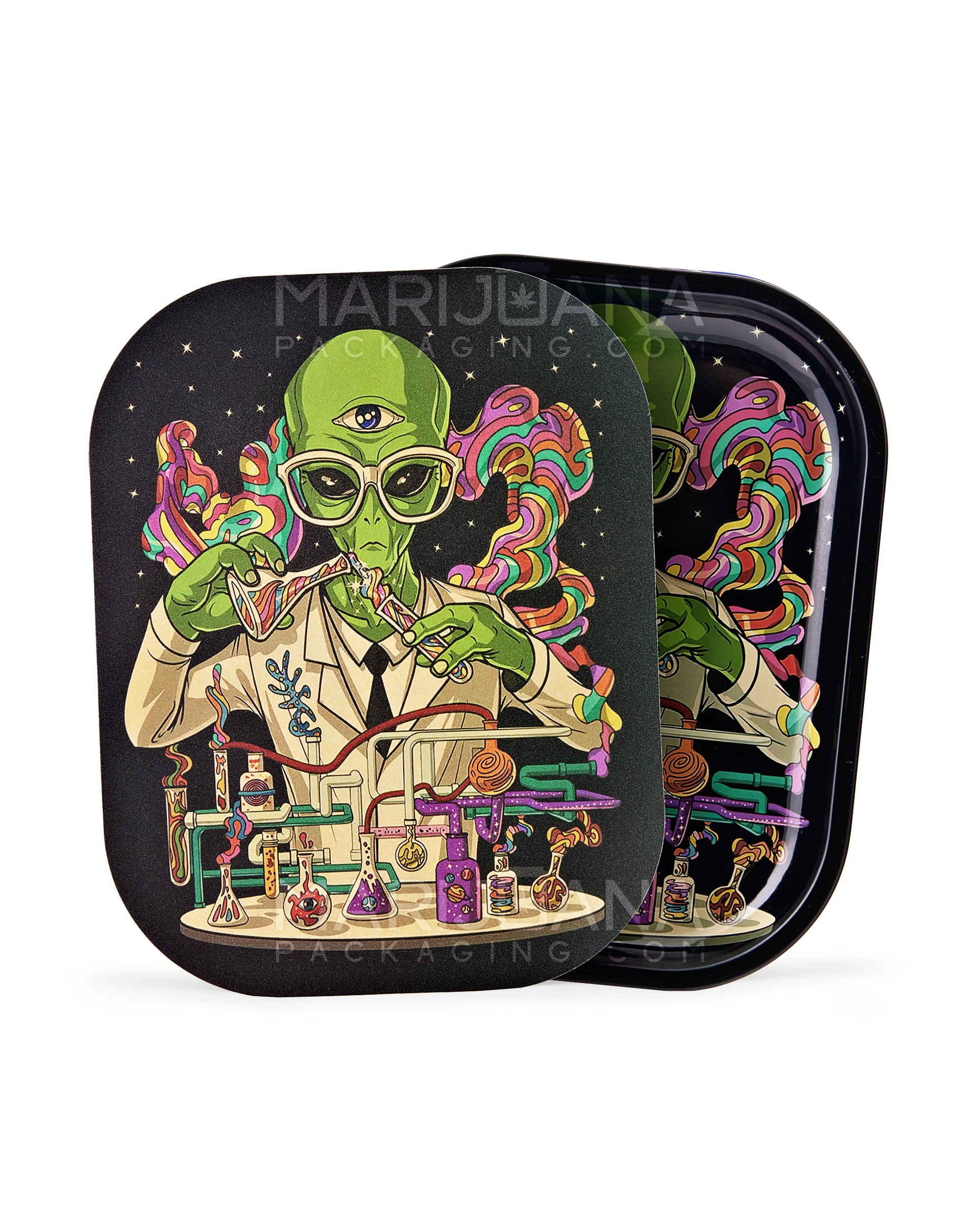 Wholesale Alien Scientist Rolling Tray w/ Magnetic Cover