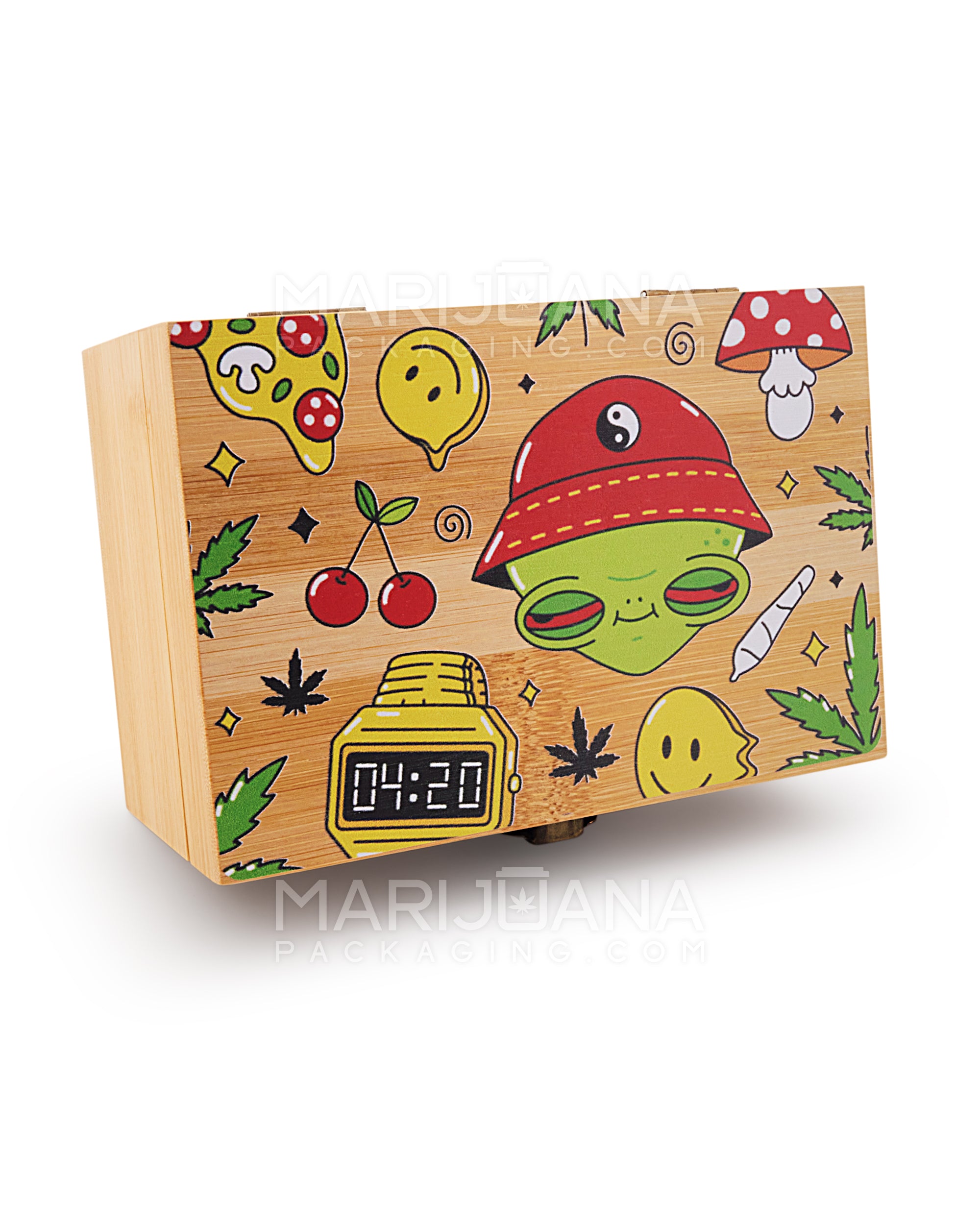 Lifted Alien Collage Wooden Latch Lock Stash Box - 152mm