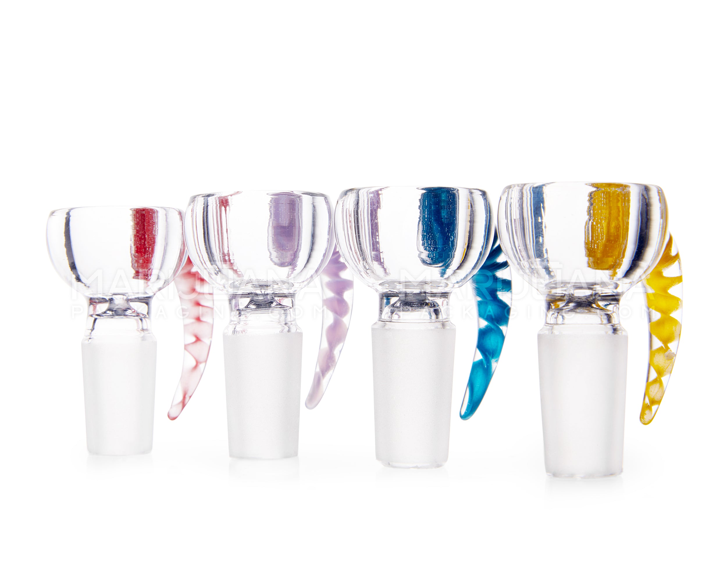 Twist Clear Bowl w/ Spiral Horn Handle | Glass - 14mm - Assorted