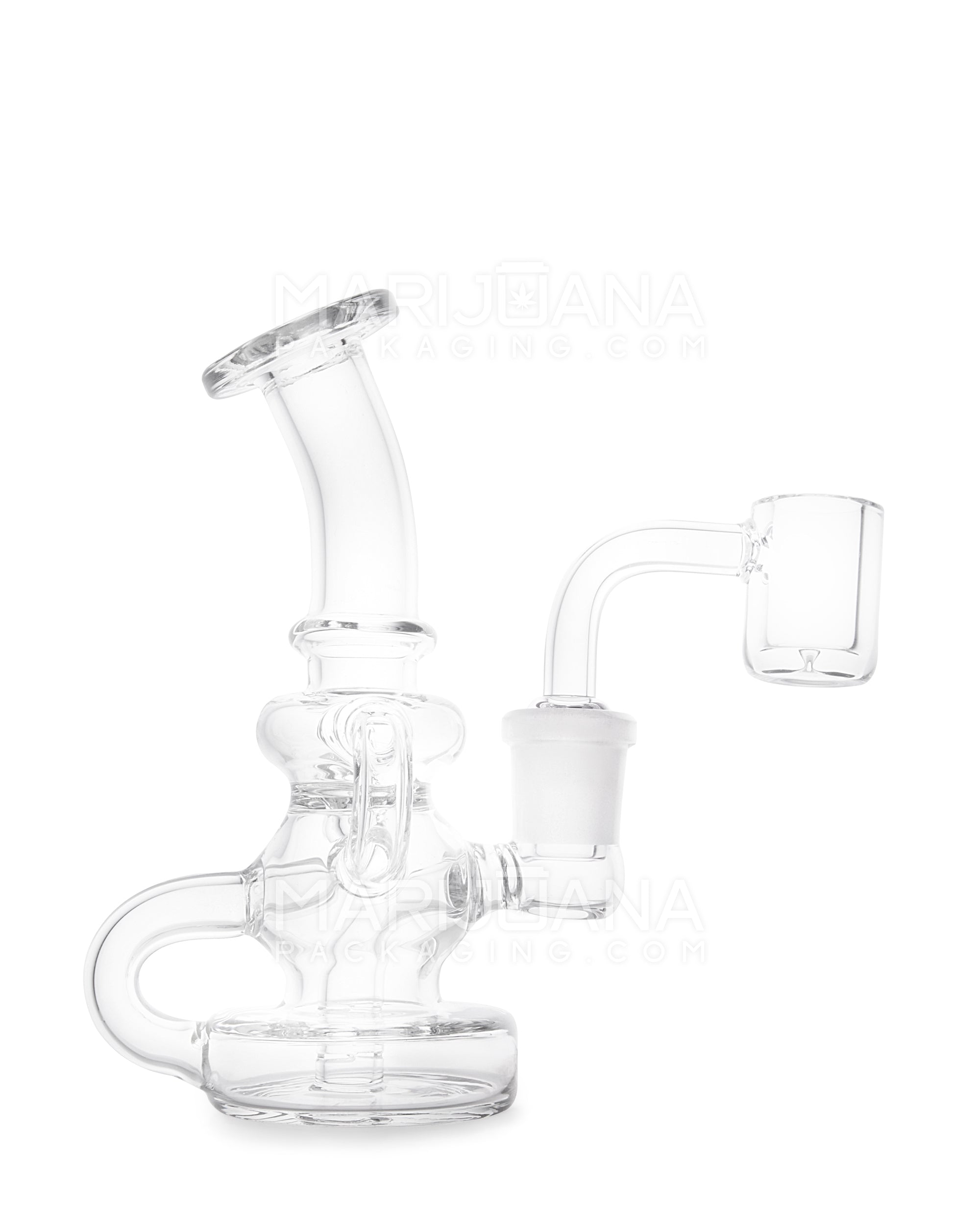 USA Glass | Bent Neck Mini Dual Uptake Glass Dab Rig | 4.25in Tall - 14mm Banger - Clear