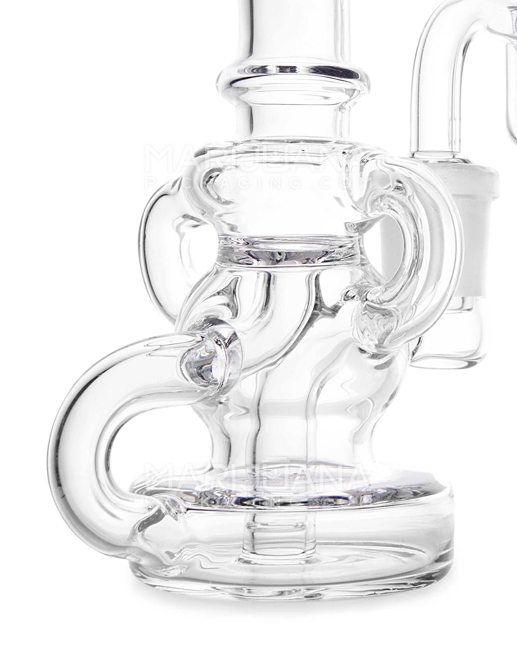 USA Glass | Bent Neck Mini Dual Uptake Glass Dab Rig | 4.25in Tall - 14mm Banger - Clear
