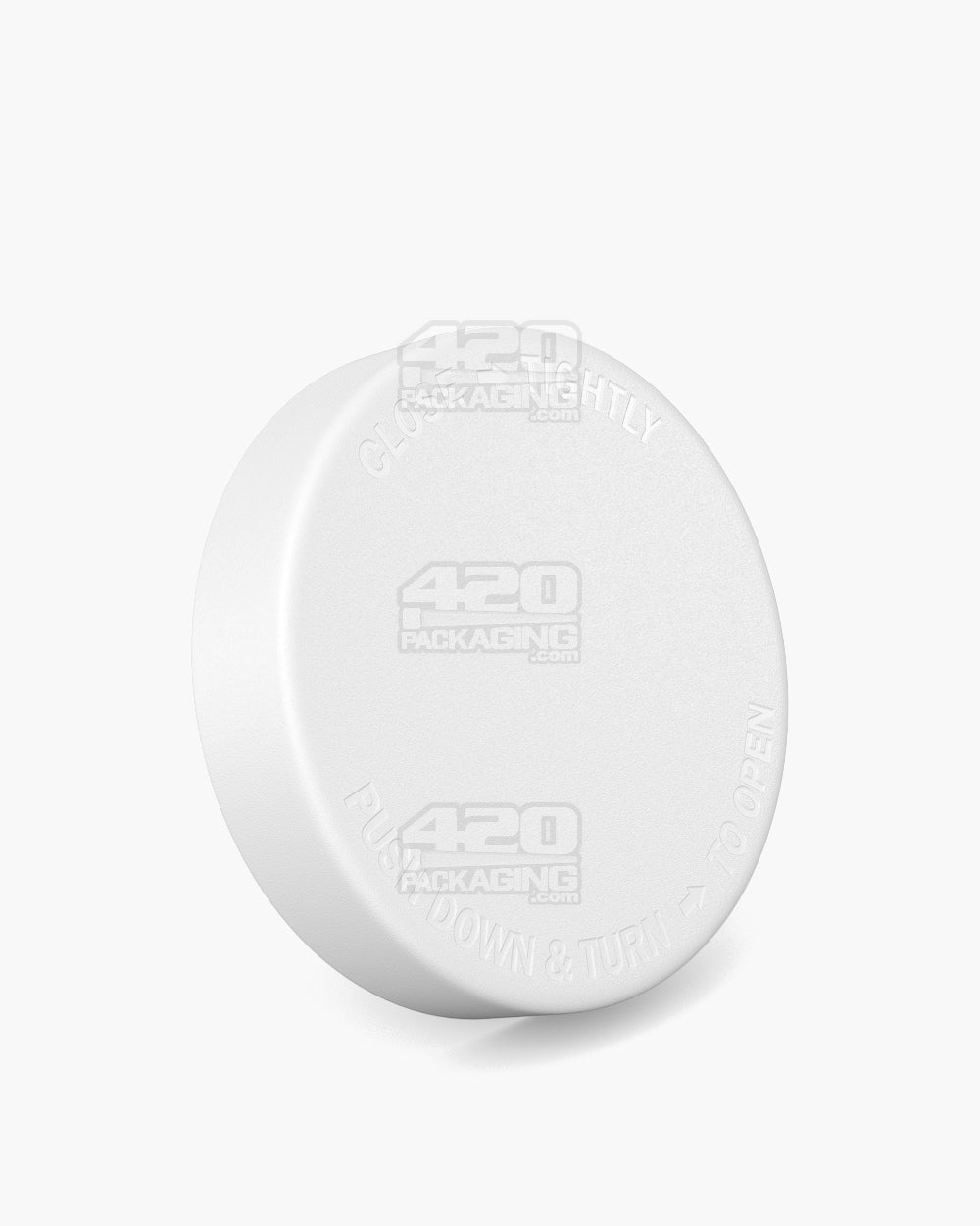 POLLEN GEAR | Child Resistant Kolossus Push Down & Turn Plastic Caps w/ PE Foam Liner | 66mm - Matte White - 360 Count