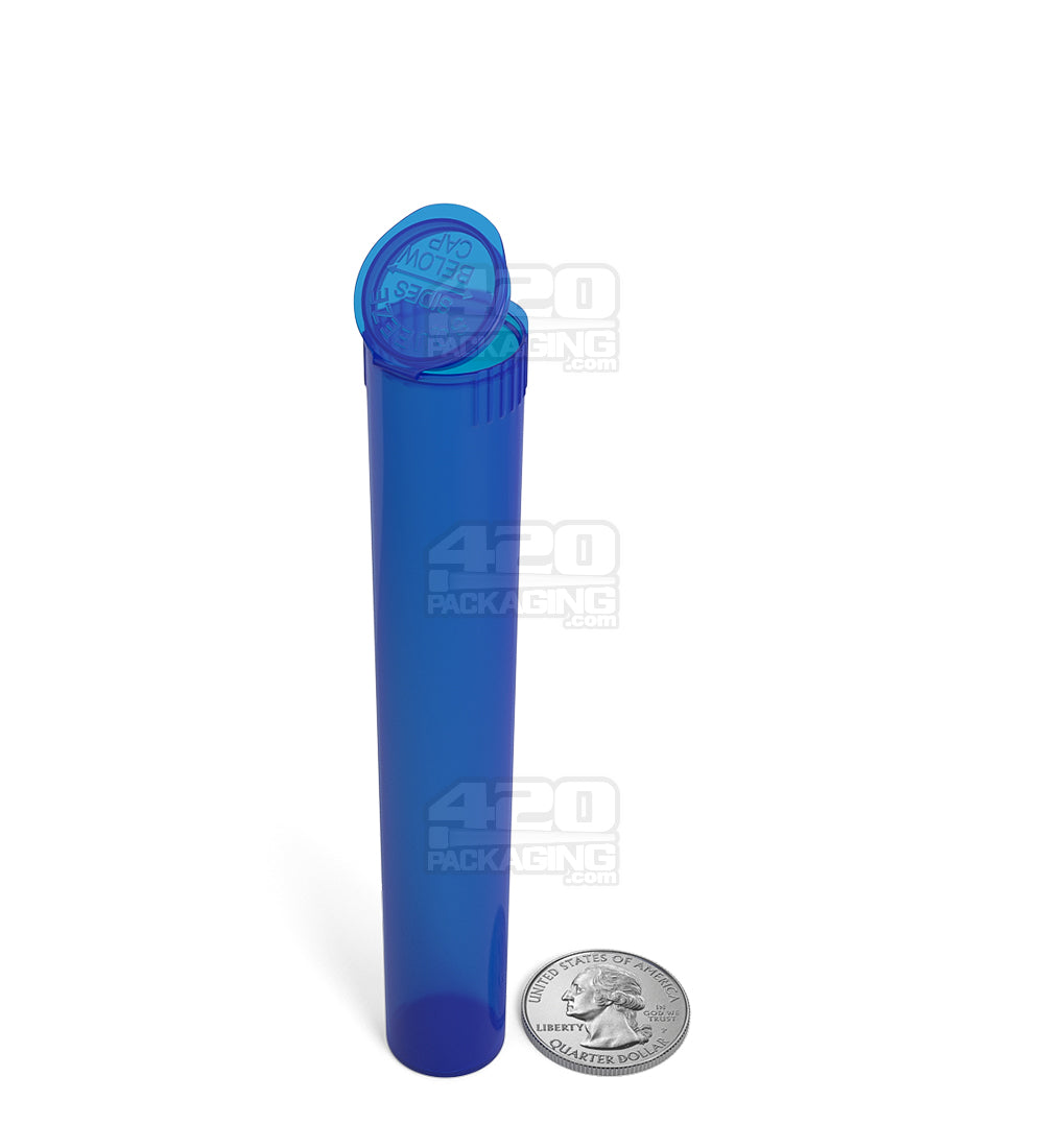 Child Resistant | King Size Pop Top Translucent Plastic Pre-Roll PCR Tubes | 116mm - Blue - 1000 Count